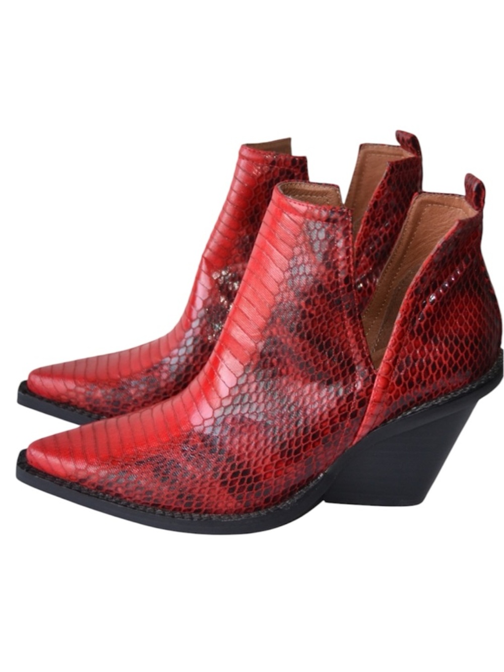NEW Jeffrey Campbell x Free People Red Snake Print Booties‎ Size 8